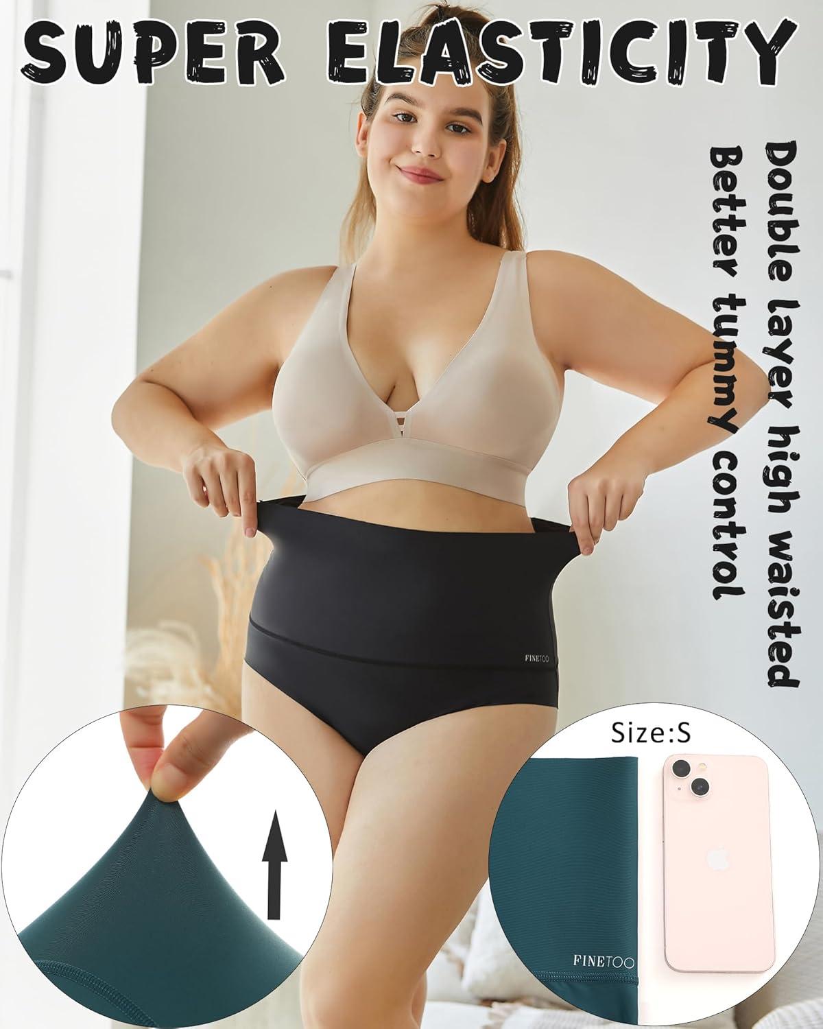imageFINTETOO Light Tummy Control Underwear Women High Waisted Briefs Plus Size Shapewear Under Dress Ladies Panties SXXXLSet14pack