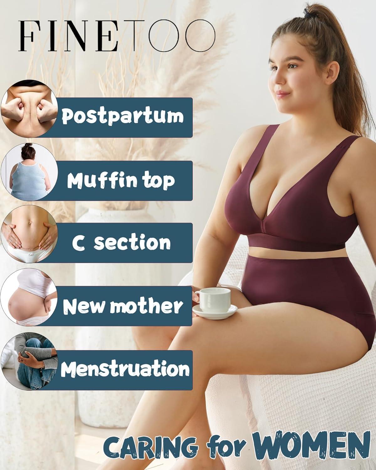imageFINTETOO Light Tummy Control Underwear Women High Waisted Briefs Plus Size Shapewear Under Dress Ladies Panties SXXXLSet24pack