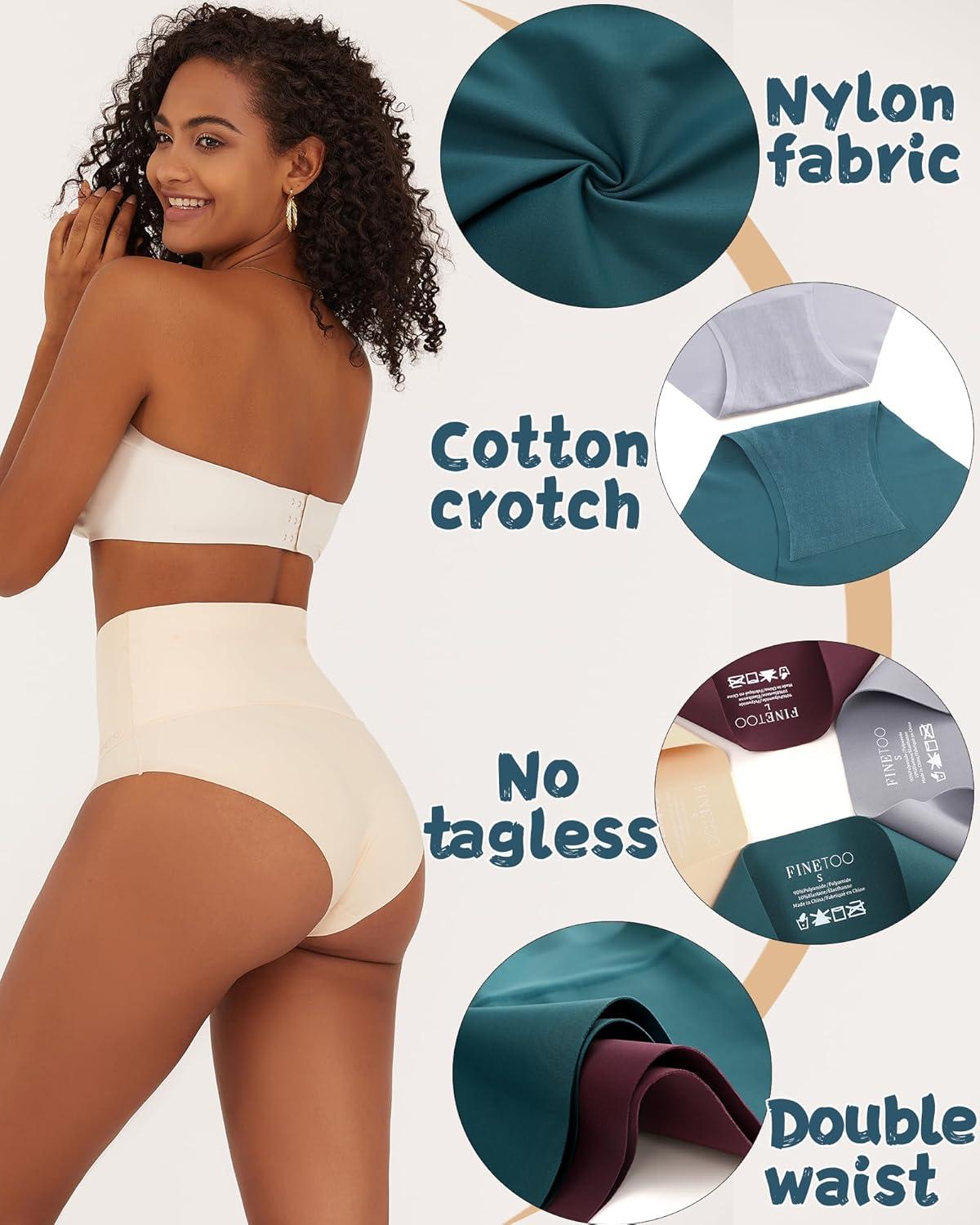 imageFINTETOO Light Tummy Control Underwear Women High Waisted Briefs Plus Size Shapewear Under Dress Ladies Panties SXXXLSet24pack