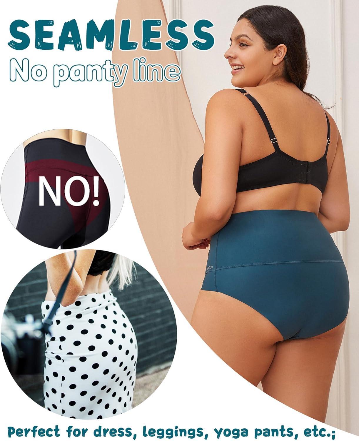 imageFINTETOO Light Tummy Control Underwear Women High Waisted Briefs Plus Size Shapewear Under Dress Ladies Panties SXXXLSet24pack