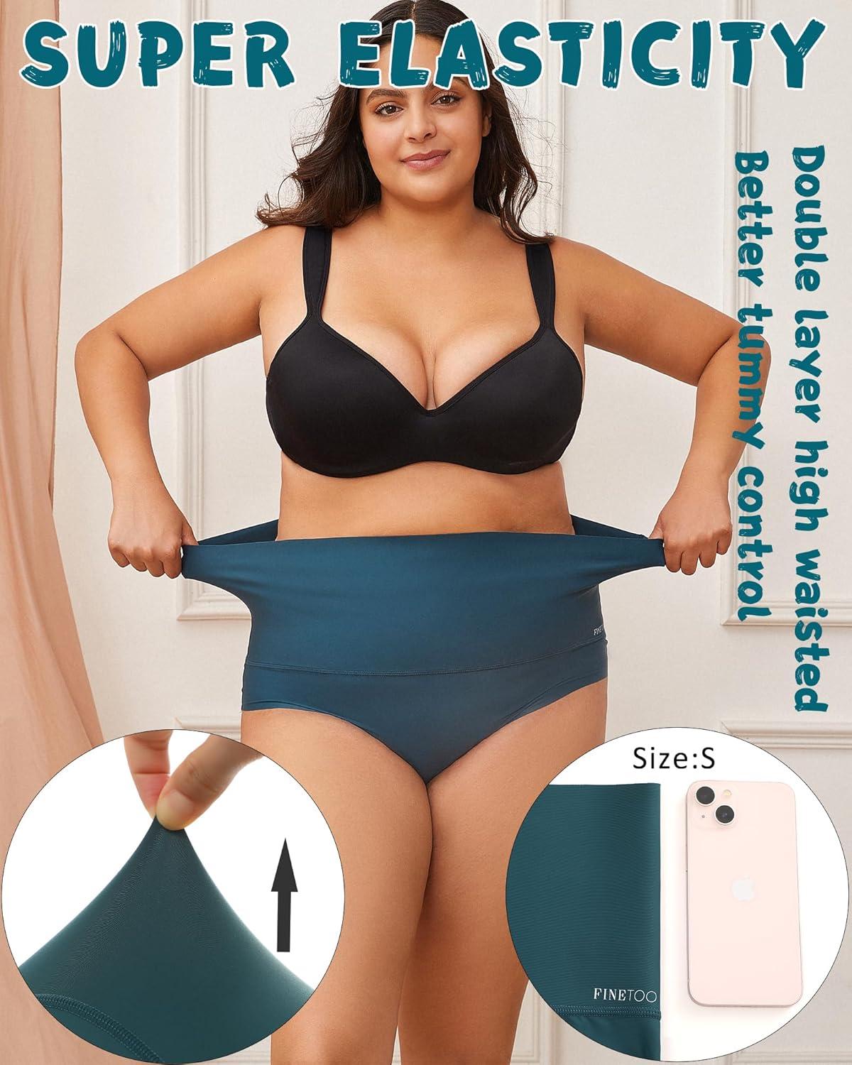 imageFINTETOO Light Tummy Control Underwear Women High Waisted Briefs Plus Size Shapewear Under Dress Ladies Panties SXXXLSet24pack