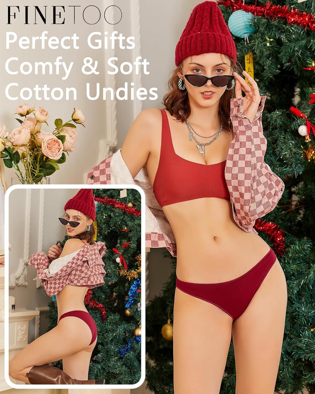 imageFINETOO 6 Pack Cotton Underwear for Women Cute Low Rise Bikini Panties High Cut Breathable Sexy Hipster Womens Cheeky SXLSet7pack