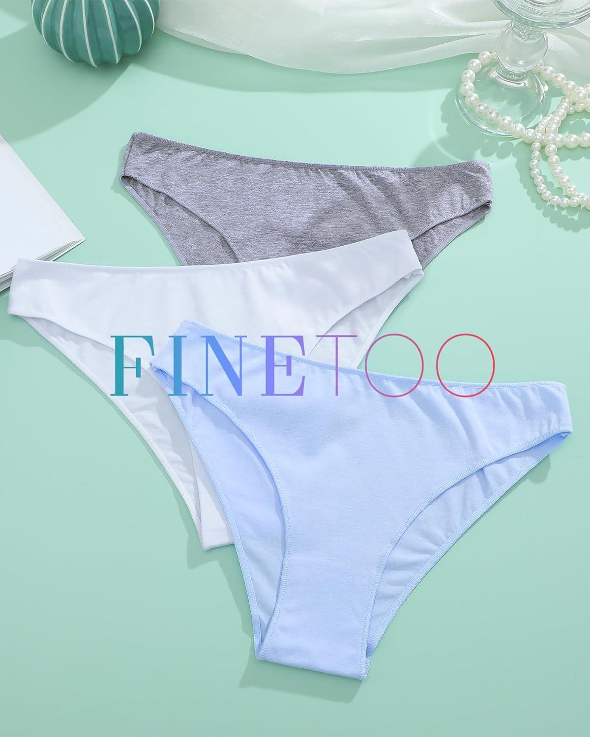 imageFINETOO 6 Pack Cotton Underwear for Women Cute Low Rise Bikini Panties High Cut Breathable Sexy Hipster Womens Cheeky SXLSet7pack