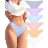 imageFINETOO 6 Pack Cotton Underwear for Women Cute Low Rise Bikini Panties High Cut Breathable Sexy Hipster Womens Cheeky SXLSet7pack