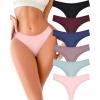 imageFINETOO Cotton Thongs for Women Soft Low Rise Sexy Thong Ladies Panties Womens Underwear 6 Pack XSXXXLSet16pack