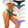 imageFINETOO Cotton Thongs for Women Soft Low Rise Sexy Thong Ladies Panties Womens Underwear 6 Pack XSXXXLSet46pack