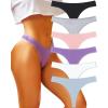 imageFINETOO Cotton Thongs for Women Soft Low Rise Sexy Thong Ladies Panties Womens Underwear 6 Pack XSXXXLSet56pack