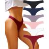 imageFINETOO Cotton Thongs for Women Soft Low Rise Sexy Thong Ladies Panties Womens Underwear 6 Pack XSXXXLSet66pack