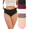 imageFINETOO Cotton Underwear for Women High Waisted Briefs Soft Breathable Full Coverage Ladies Panties 6 PackColor1