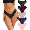 imageWomens Seamless Underwear Soft Stretch Briefs Invisibles Hipster V Cut cheeky No Show Bikini Panties 5 pack XSLOption B