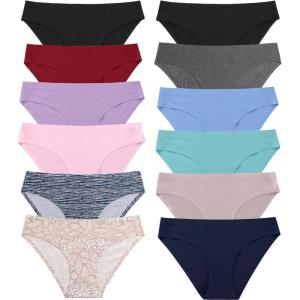 imageFINETOO 12Pack Womens Seamless Underwear No Show Cheeky Panties Invisibles Briefs Soft Stretch Bikini Hipster XSXLFloral E
