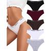 imageFINETOO Cotton Underwear for Women Cheeky Panties Sexy Hipster Bikini Underwear Elastic Waistband Stretch Briefs 5 PackAmulticolor5 Pack