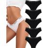 imageFINETOO Cotton Underwear for Women Cheeky Panties Sexy Hipster Bikini Underwear Elastic Waistband Stretch Briefs 5 PackBblack5 Pack