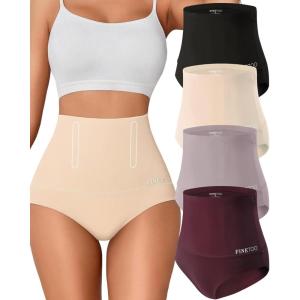 imageFINETOO Tummy Control Underwear Shapewear for Women Seamless High Waisted Panties Moderate Control Briefs S3XLA4pack