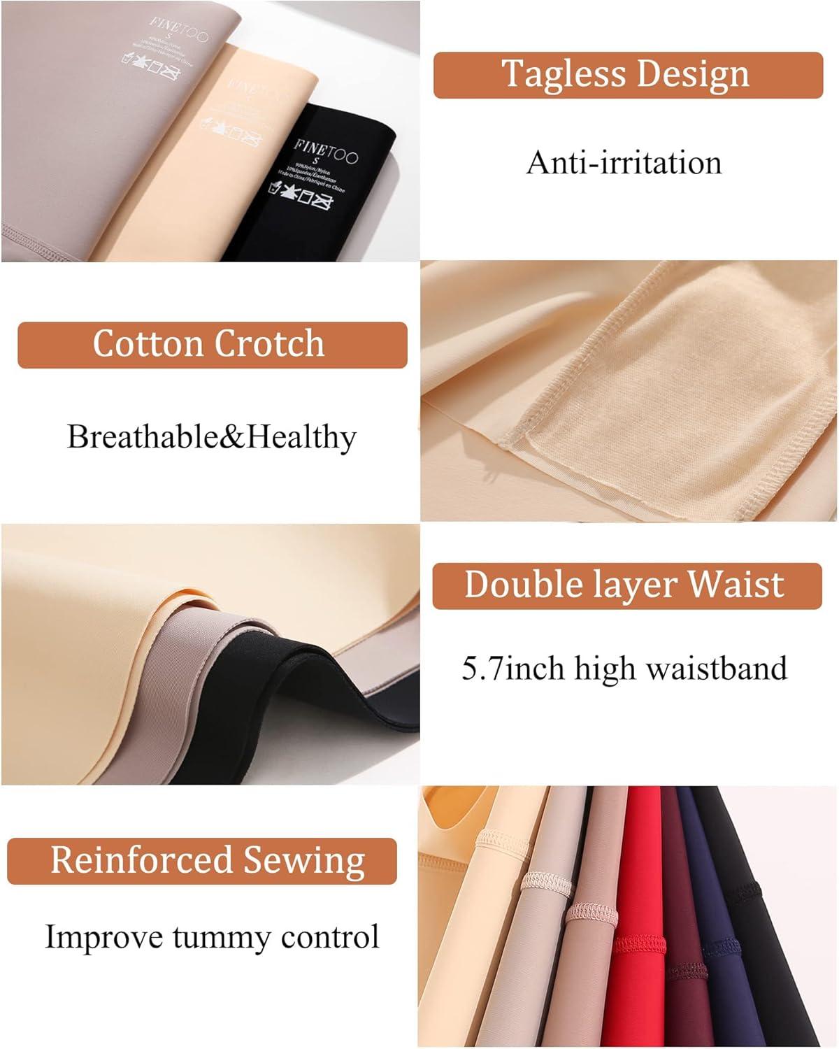 imageFINETOO High Waisted Tummy Control Underwear for Women Seamless Shapewear Panties Boy Shorts Ladies No Show Boxer BriefsColor C