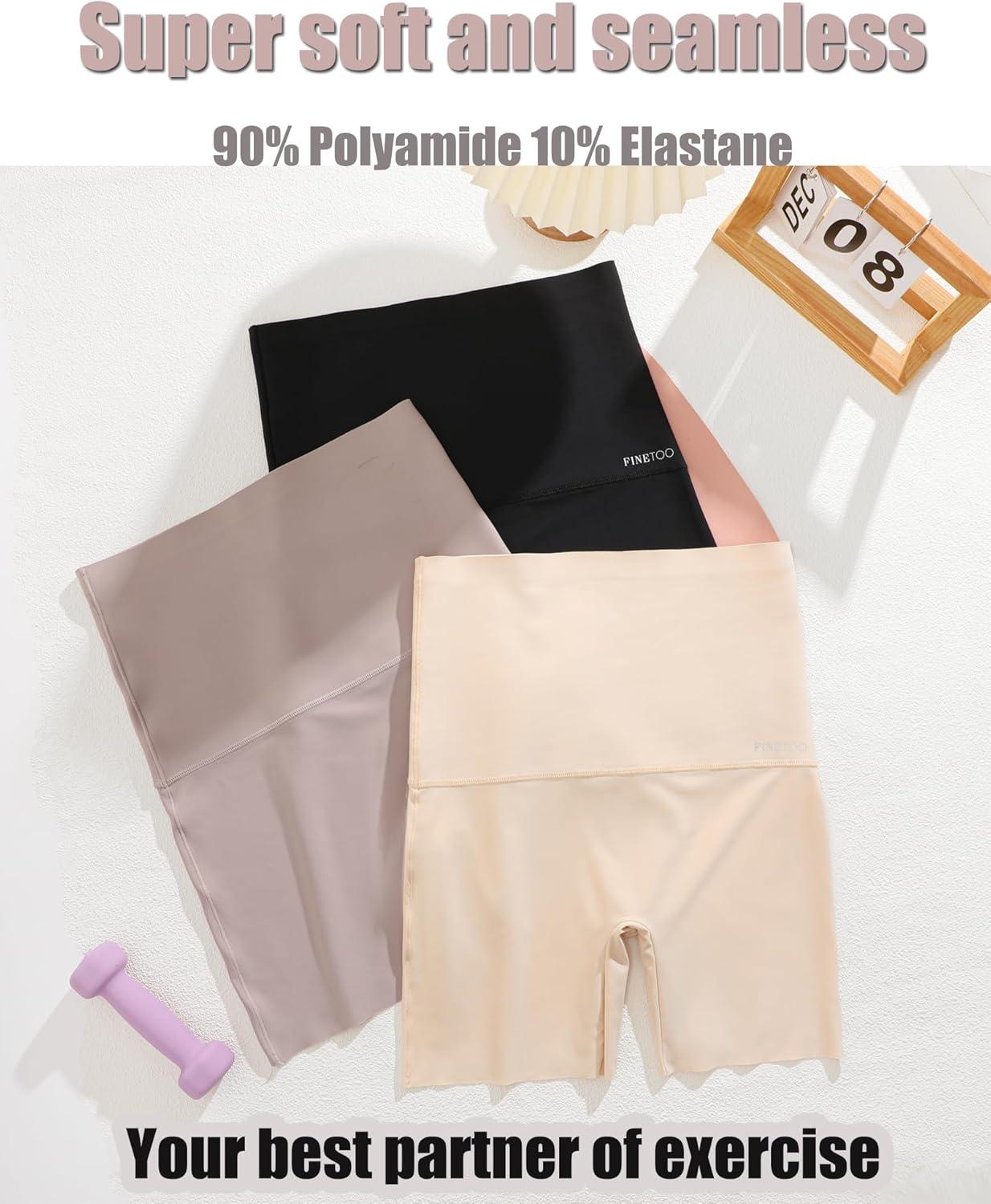 imageFINETOO High Waisted Tummy Control Underwear for Women Seamless Shapewear Panties Boy Shorts Ladies No Show Boxer BriefsColor C