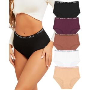 imageFINETOO 5 pack Womens Cotton Underwear Cute Panties for Women Breathable Ladies Hipster Soft BriefsColor B5