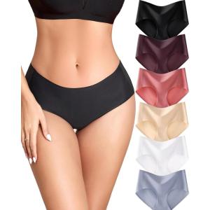 imageFINETOO 6 Pack Womens Seamless Underwear Full Coverage Breathable Panties Mid Rise Stretchy Invisible Briefs Tagless UndiesColor a