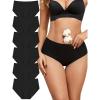 imageFINETOO Cotton Underwear for Women High Waisted Full Coverage Briefs Soft Breathable Panties for Ladies 6 PackColorb