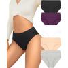 imageFINETOO Womens Underwear Cotton Cheeky Bikini Mid Rise Stretch Ladies Panties Soft Breathable Underwear Women Pack 5A Packs