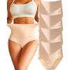 imageFINETOO Light Tummy Control Underwear Women High Waisted Briefs Plus Size Shapewear Under Dress Ladies Panties SXXXLBeige4