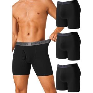 imageFINETOO Mens Underwear Boxer Briefs Soft Breathable Cotton Wide Waistband Men Underwear 3 PackAblack3 Pack