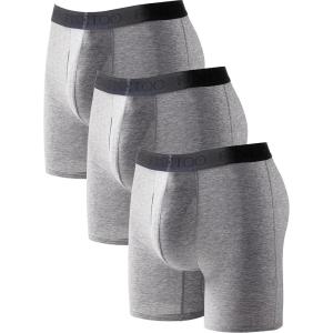 imageFINETOO Mens Underwear Boxer Briefs Soft Breathable Cotton Wide Waistband Men Underwear 3 PackBgrey3 Pack