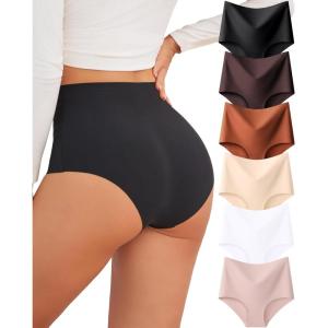 imageFINETOO Seamless Underwear for Women High Waisted Womens Underwear Cheeky Bikini No Show Briefs Ladies Panties 6 Pack6 Packblack1 Brown1 Orange1 Nude1 White1 Light Khaki1