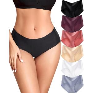 image:imageFINETOO Seamless Underwear for Women MidRise No Show Panties Fully Coverage Breathable Soft Briefs 6 PackA