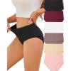 image:imageFINETOO Cotton Underwear for Women High Waisted Full Coverage Briefs Soft Breathable Moisture Wicking Ladies Panties 6 PackColorv