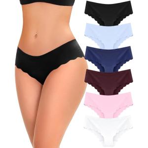 image:image6 pack Seamless Underwear for Women Sexy Low Rise Hipster Wave Edge No Show Bikini Panties Womens Cheeky SXLColor6cc