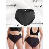 image:imageFINETOO Womens High Waisted Seamless Underwear Full Coverage Brief Ladies No Show Panties Sexy Lingerie RegularampPlus SizeBlack