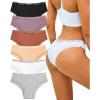 image:imageFINETOO Cotton underwear for women Cheeky Bikini Panties Low Rise Soft Lace Hipster Sexy Panty for Dailywear 6 PackColor A6
