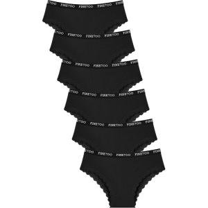 image:imageFINETOO Cotton underwear for women Cheeky Bikini Panties Low Rise Soft Lace Hipster Sexy Panty for Dailywear 6 PackBlack6