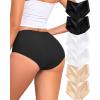 image:imageFINETOO 6 Pack Womens Seamless Underwear Full Coverage No Show Hipster Panties Sexy Stretchy Invisible Briefs Bikini LingerieColor D