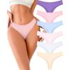 image:imageFINETOO Cotton Thongs for Women Soft Low Rise Sexy Thong Ladies Panties Womens Underwear 6 Pack XSXXXLColor6qq