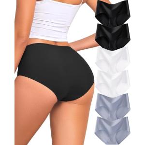 image:imageFINETOO 6 Pack Womens Seamless Underwear Full Coverage No Show Hipster Panties Sexy Stretchy Invisible Briefs Bikini LingerieColor F