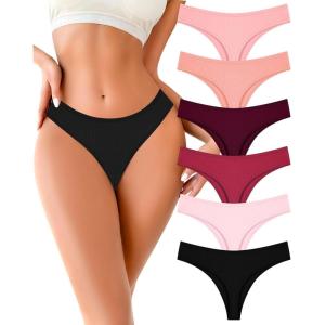 image:imageFINETOO Cotton Thongs for Women Soft Low Rise Sexy Thong Ladies Panties Womens Underwear 6 Pack XSXXXLColor6pp