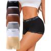 image:imageFINETOO Ladies Boxers Briefs Cotton Boy Shorts Underwear for women Stretch High Waisted Full Coverage Lace Panties 6 PackColor 3