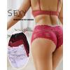 image:imageFINETOO 5 Pack Sexy Lingerie Panties for Women Pack VWaist Lace Womens Underwear French Cut Boyshorts PantyA 5 Pack