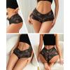 image:imageFINETOO 5 Pack Sexy Lingerie Panties for Women Pack VWaist Lace Womens Underwear French Cut Boyshorts PantyB 5 Pack Black1 White1 Dark Red1 Blue1 Pink1
