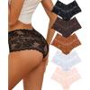 image:imageFINETOO 5 Pack Sexy Lingerie Panties for Women Pack VWaist Lace Womens Underwear French Cut Boyshorts PantyG 5 Pack Black1 Orange1 Brown1 White1 Beige1