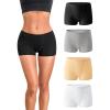image:imageFINETOO Cotton Boyshort Underwear for Women Girls Boxer Briefs Full Coverage Soft Panties for Lady 4 PacksBeige black white gray