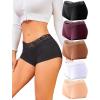 image:imageFINETOO Womens Boyshorts Underwear Soft Cotton Boxer Shorts Full Coverage Lace Panties Stretch Seamless Boxer Briefs 5 Pack
