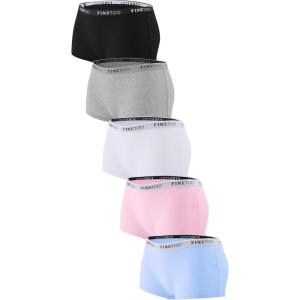 image:imageFINETOO Boyshort Underwear for Women Cotton Boxer Briefs Full Coverage Ladies BoyShorts Panties 5 PackE5pack