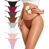 image:imageFINETOO 8 Pack Cotton Thongs for Women Sexy Gstring Thong Underwear Seamless Low Rise Tback Panties for Ladies Lingerie8 Piecesa