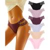 image:imageFINETOO Seamless Underwear for Women Cheeky Bikini Panties High Cut Vwaist Lace Underwear Women Cute Bikinis 6 Pack6packg
