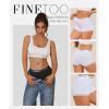 image:imageFINETOO Boy Shorts Underwear for women Ladies Cotton Boxers Briefs Stretch High Waisted Full Coverage Lace Panties 6 PackColor 2