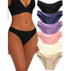 image:imageFINETOO 6 Pack Womens Seamless Hipster Underwear No Show Panties Invisibles Briefs Soft Stretch Bikini Underwears XSXLColor 8