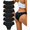 image:imageFINETOO Cotton underwear for women Cheeky Bikini Low Rise Soft Lace Hipster Ladies Sexy Panties 6 PackBlack6